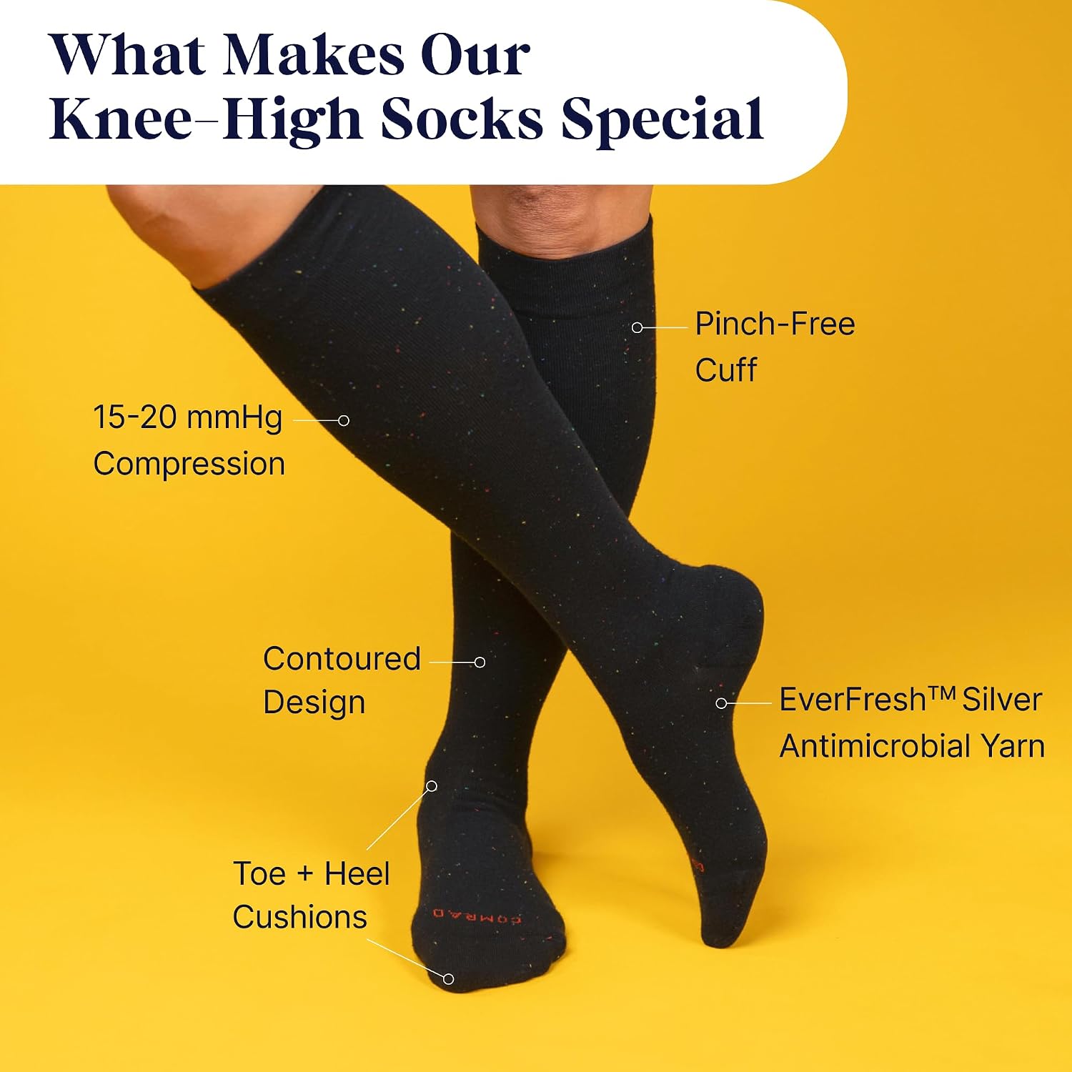 Comrad Premium Cotton Knee High Socks - 15-20mmHg Graduated Compression Socks - Soft & Breathable